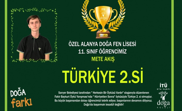 Alanyalı öğrenciden edebiyat dalında büyük başarı  