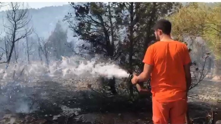 Antalya'da bozuk ormanlık alanda yangın