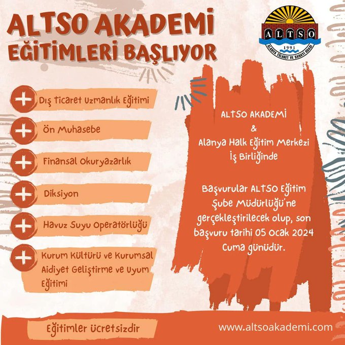ALTSO Akademi’den ücretsiz eğitim