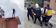 İntihar için çıktığı çatıdan düştü