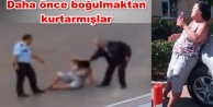 Sokak ortasında kadın döven polis tutuklandı
