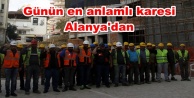 İnşaat işçileri Mustafa Kemal Atatürk'ü saygıyla andı