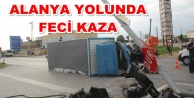 Devrilen kamyon, trafik lambalarına çarparak durabildi: 1 yaralı