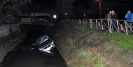 Komşuda otomobil kanala uçtu