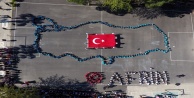 'Afrin' için 360 öğrenci bedenleriyle Türkiye haritası çizdi