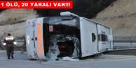 Antalya yolcu otobüsü Afyon'da devrildi