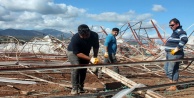 Hortumun yıktığı seralarda tamirat başladı!