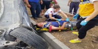 Motosiklete çarpmamak için refüje çarpıp 50 metre takla attı: 4 yaralı