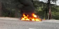 Seyir halindeki ATV cayır cayır yandı