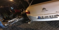Motosiklet ile otomobil çarpıştı: 1 yaralı