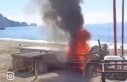 Alanya'da plajda büfe cayır cayır yandı