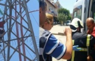 OTOBÜS ŞOFÖRÜNE KIZDI ELEKTRİK DİREĞİNE ÇIKTI