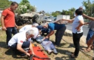 OTOMOBİL MUZ AĞACINA ÇARPTI: 1 YARALI