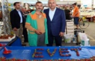 Çavuşoğlu'na çilekli evet sürprizi