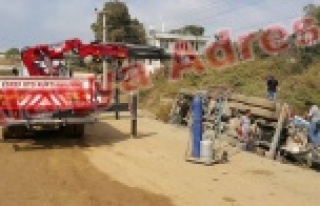 Alanya'da beton mikseri şarampole uçtu