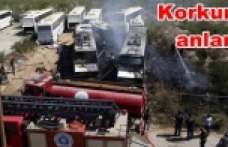 4 otobüs birden alev alev yandı