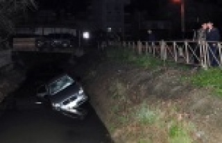 Komşuda otomobil kanala uçtu