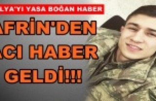 Antalya’ya şehit ateşi düştü