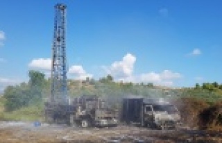 Patlayan komprosürün çıkardığı yangın, sondaj...