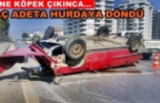 Alanya'da feci kaza! Araç takla attı