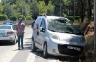 Virajı alamayan sürücü kaza yaptı