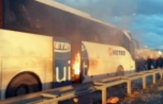 Alanya'da alev alan otobüste korku dolu anlar