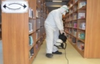 Alanya'da Hacıkura Kütüphanesi dezenfekte...