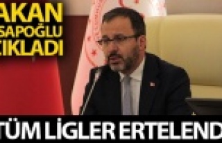 Bakan Kasapoğlu: 'Liglerin ertelenmesine karar...