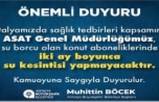 Borç ödenmese de ASAT su kesmeyecek