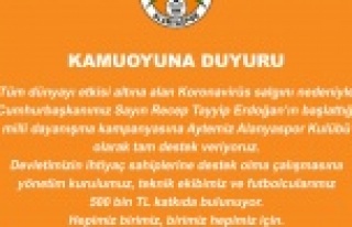 Alanyaspor kampanyaya 500 bin TL ile katıldı