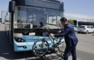 Büyükşehirden otobüslere bisiklet taşıma aparatı