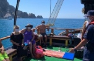 Alanya'da denizde korona virüs denetimi