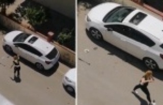 Öfkeli kadın park halindeki araca demir çubukla...