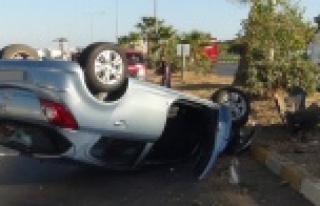 Takla atan otomobilden burnu bile kanamadan çıktı