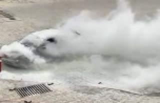 Alanya'da hareket halinde alev alan otomobili,...