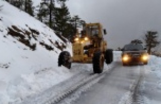 Karla kapanan Alanya yolu açılıyor