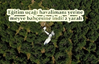 Eğitim uçağı havalimanı yerine meyve bahçesine...