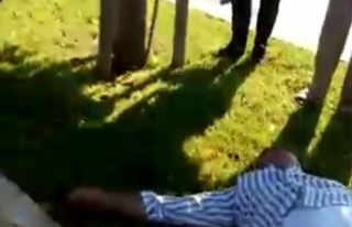 Kaza sonrası acı içerisinde yerde yatan adamı...