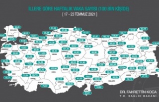 Antalya’da 100 bin kişide görülen vaka sayısı...