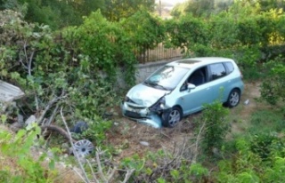 Otomobil bahçeye uçtu: 3 yaralı var