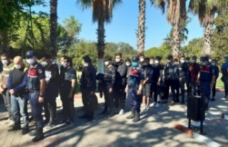 Deniz kıyısındaki sazlık alana saklanan 28 göçmen...