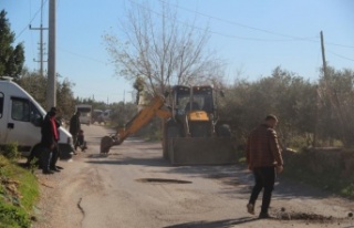 Vatandaşlardan yoldaki çukurlara saksılı eylem