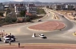 Gelin ile damadın etrafında tehlikeli drift