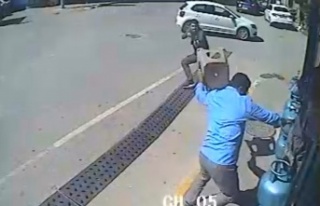 Pompalı tüfekle yaşanan dehşet anları güvenlik...