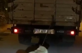Köpeği kamyonun arkasına bağlayan vicdansız sürücüye...