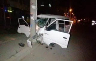 Kamyonet elektrik direğine çarptı: 3 yaralı