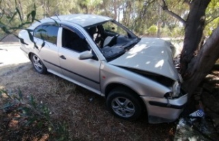 Virajı alamayan otomobil ağaca çarptı: 1 yaralı