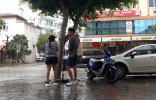 Alanya'da yağmur sürprizi! Ağacın altına...