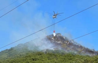Demre'deki orman yangınına havadan ve karadan...