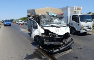 Tıra arkadan çarpan kamyonet sürücüsü yaralandı